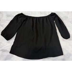 Charlotte Russe Black Off Shoulder Blouse Women’s Small 3/4 Sleeve Elastic Top.